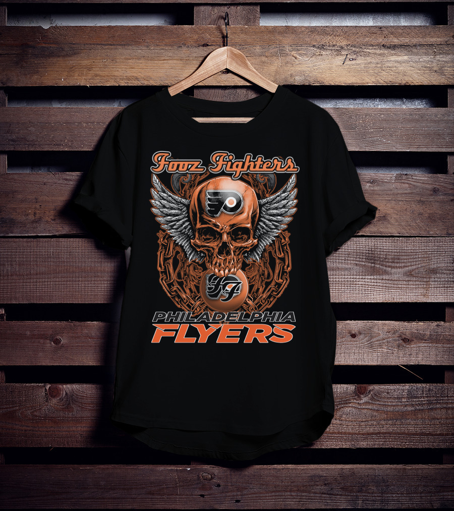 Fooz Fighters Philadelphia Flyers Skull Wings T-Shirt