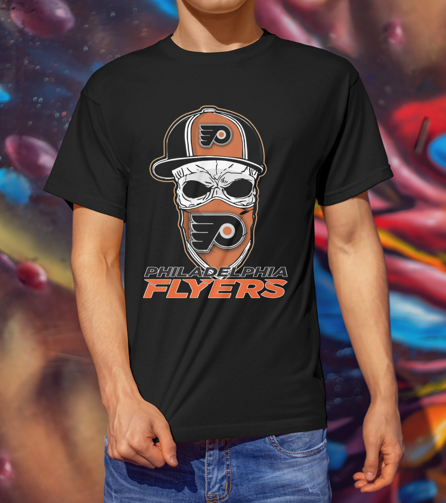 Philadelphia Flyers Skull Mask And Cap T-Shirt