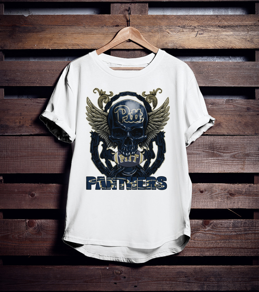Pitt Panthers Skull Winged Football T-Shirt