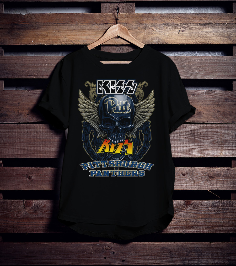 KISS Pitt Pittsburgh Panthers Skull Wings T-Shirt