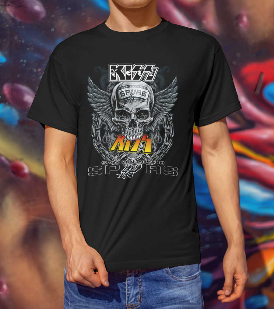 Kiss San Antonio Spurs Skull Wings T-Shirt