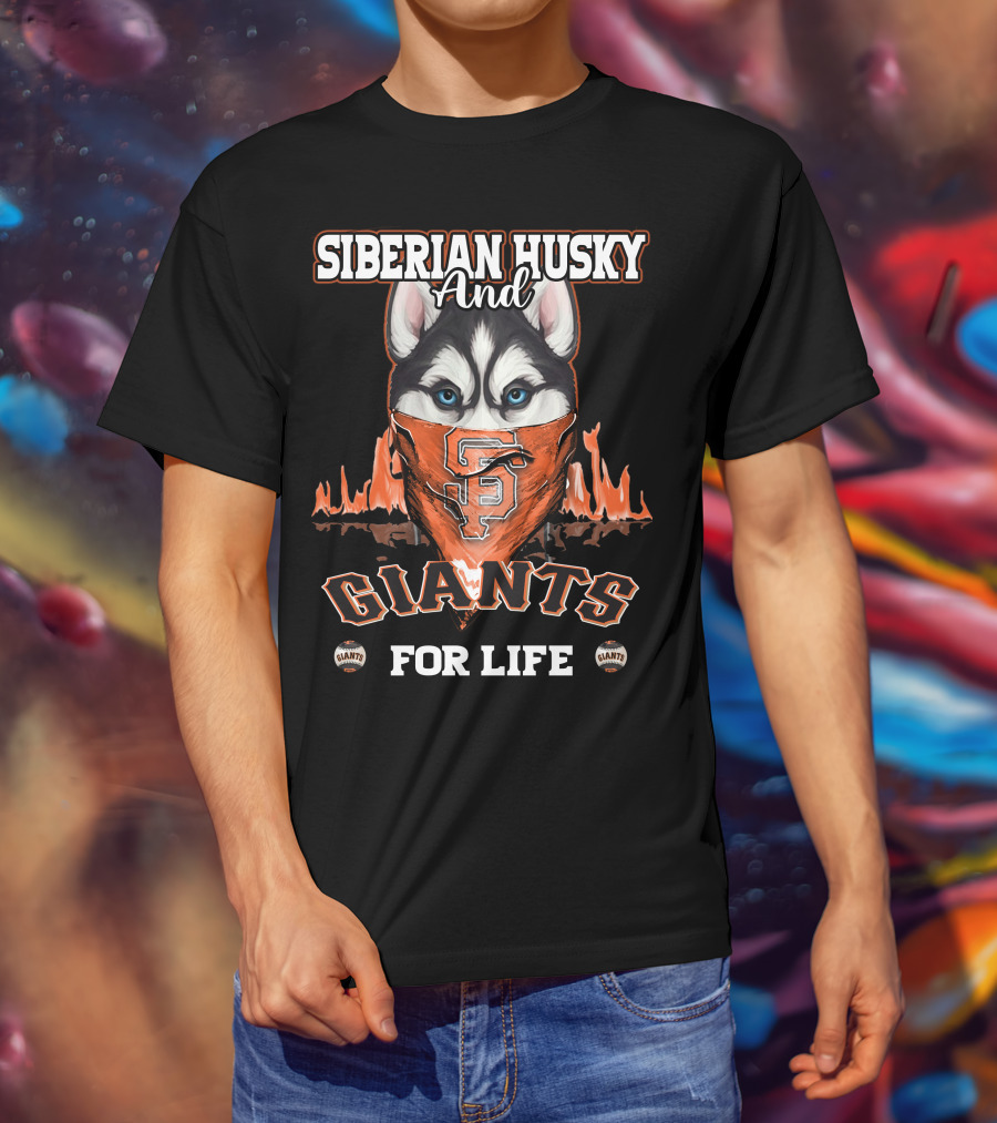Siberian Husky And Giants For Life T-Shirt