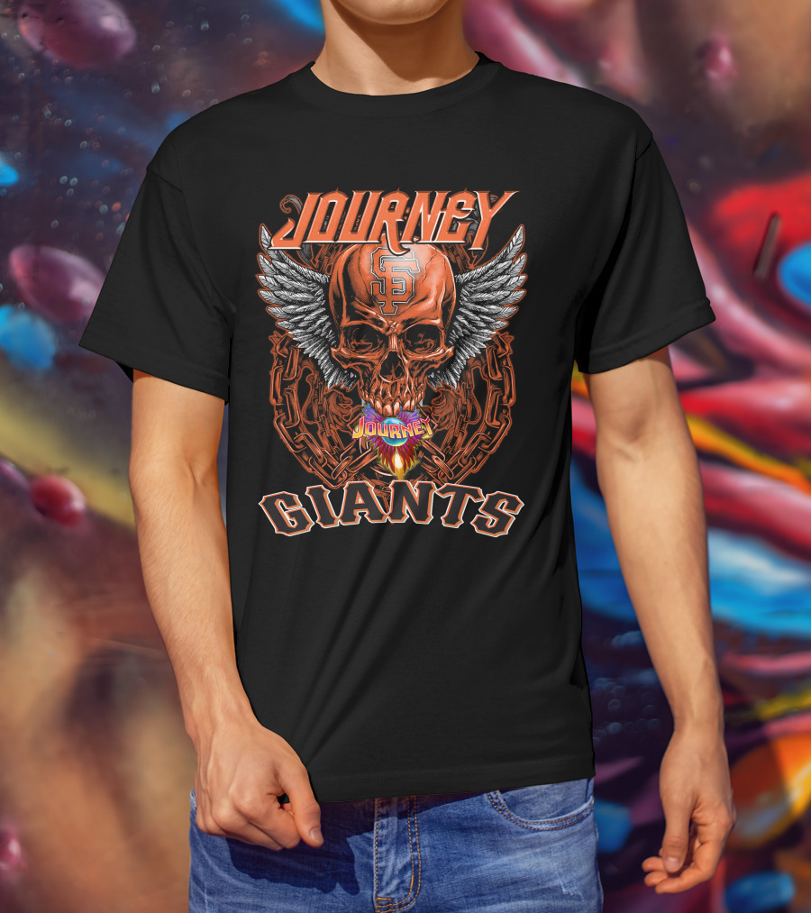 Journey Giants Skull With Wings And SF T-Shirt