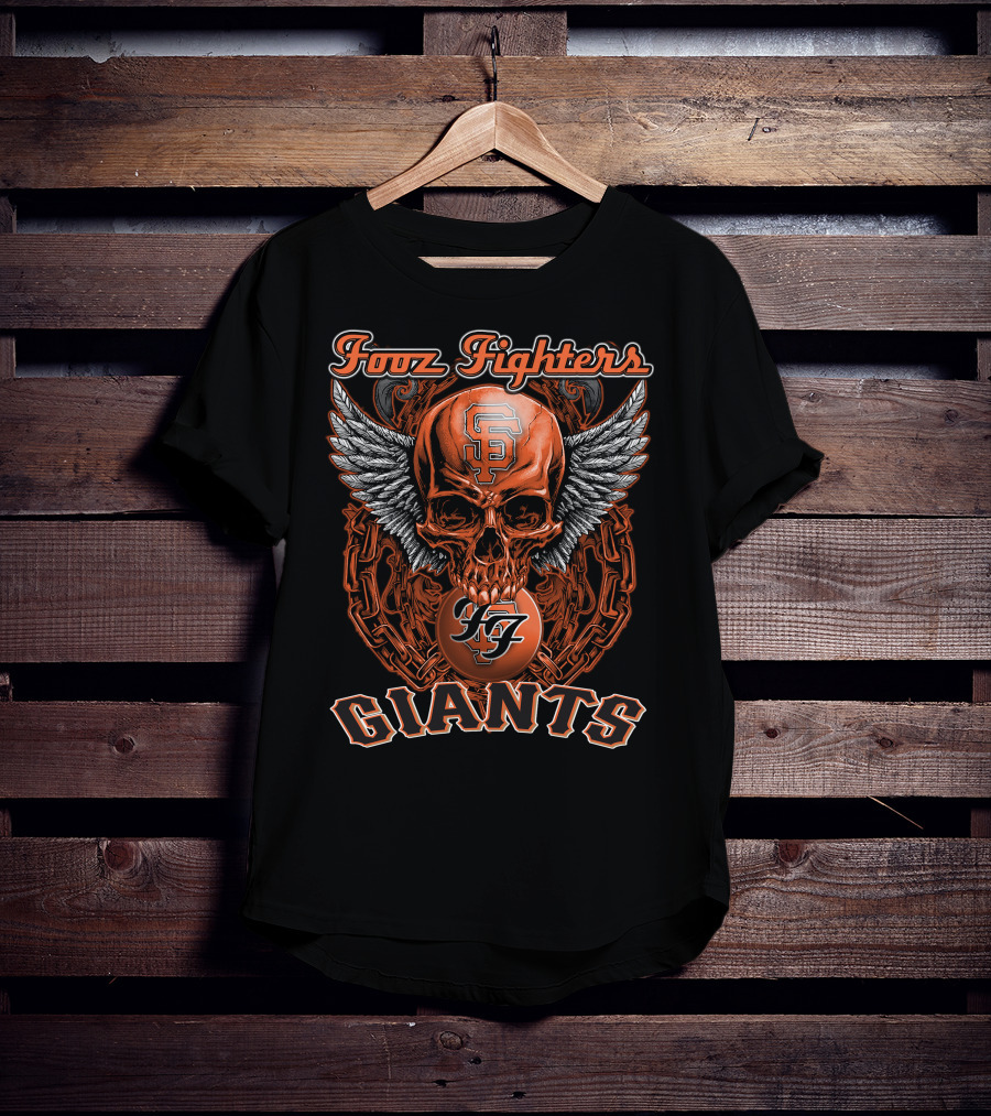 Foo Fighters SF Giants Skull Wings Chains T-Shirt
