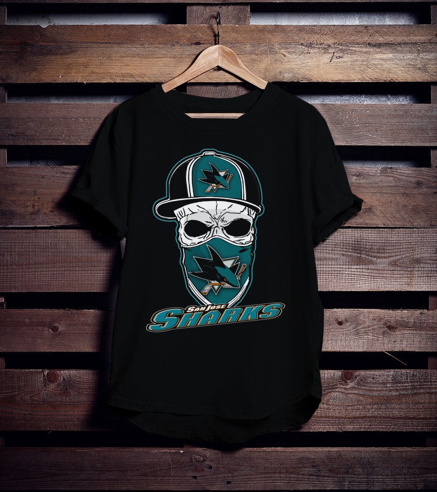 San Jose Sharks Skull Hat T-Shirt