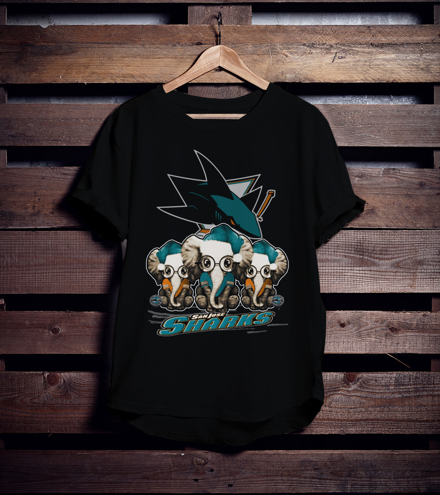 San Jose Sharks Elephants Xmas Trio T-Shirt