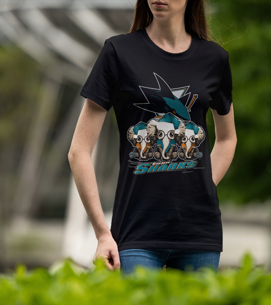 San Jose Sharks Elephants Xmas Trio T-Shirt