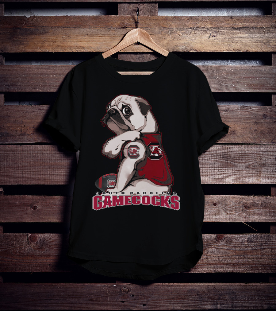 Pug Wearing South Carolina Gamecocks Football Jersey T-Shirt