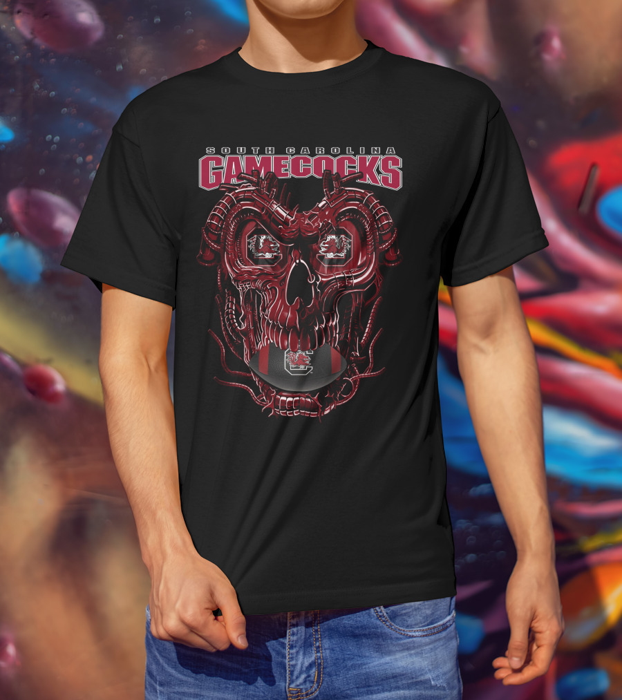 South Carolina Gamecocks Dragonskull Football T-Shirt