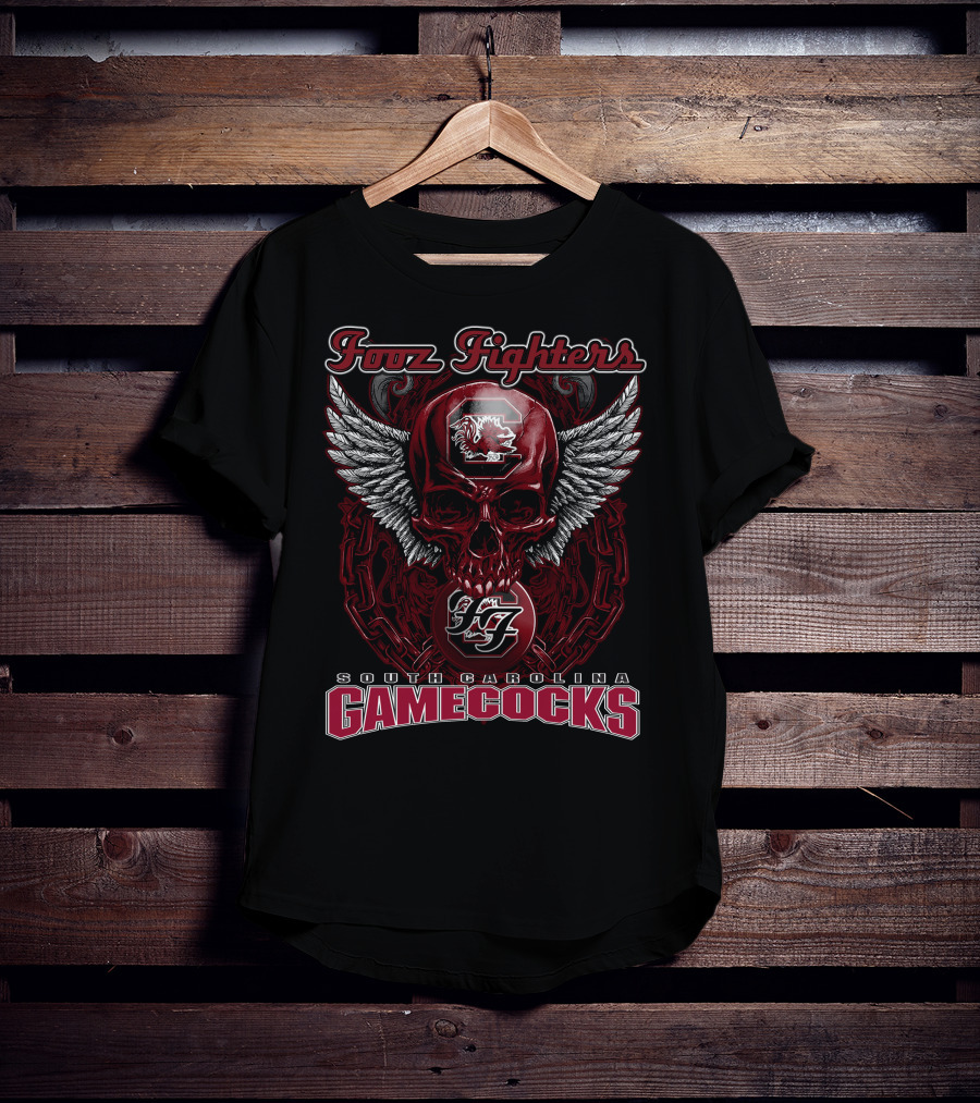 Fooz Fighters South Carolina Gamecocks Skull Wings T-Shirt