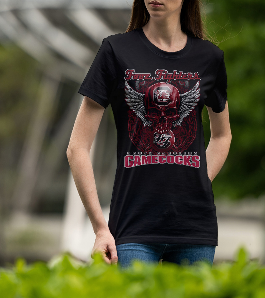 Fooz Fighters South Carolina Gamecocks Skull Wings T-Shirt