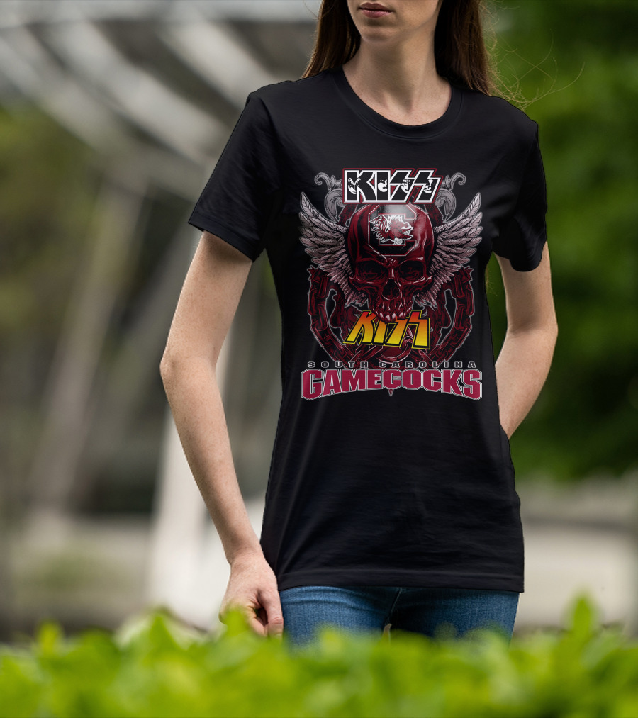 Kiss South Carolina Gamecocks Skull Wings T-Shirt