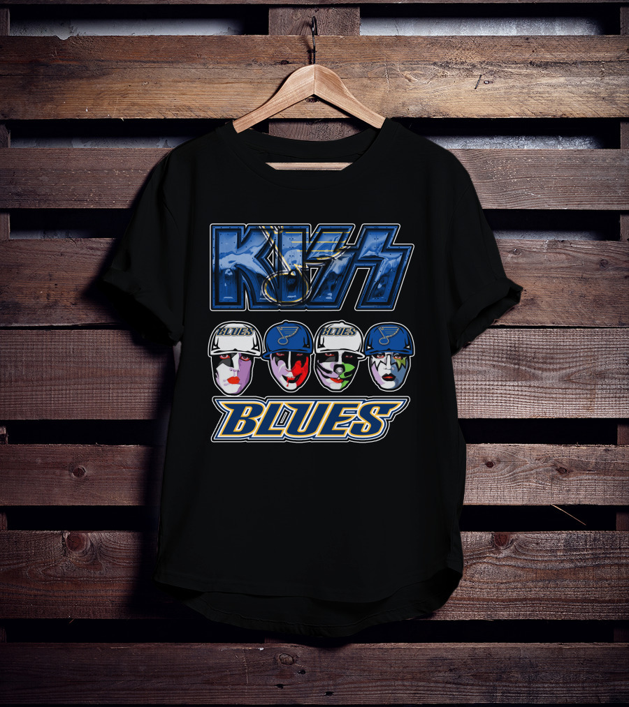 Kiss St. Louis Blues Logo Face Art Collaboration T-Shirt