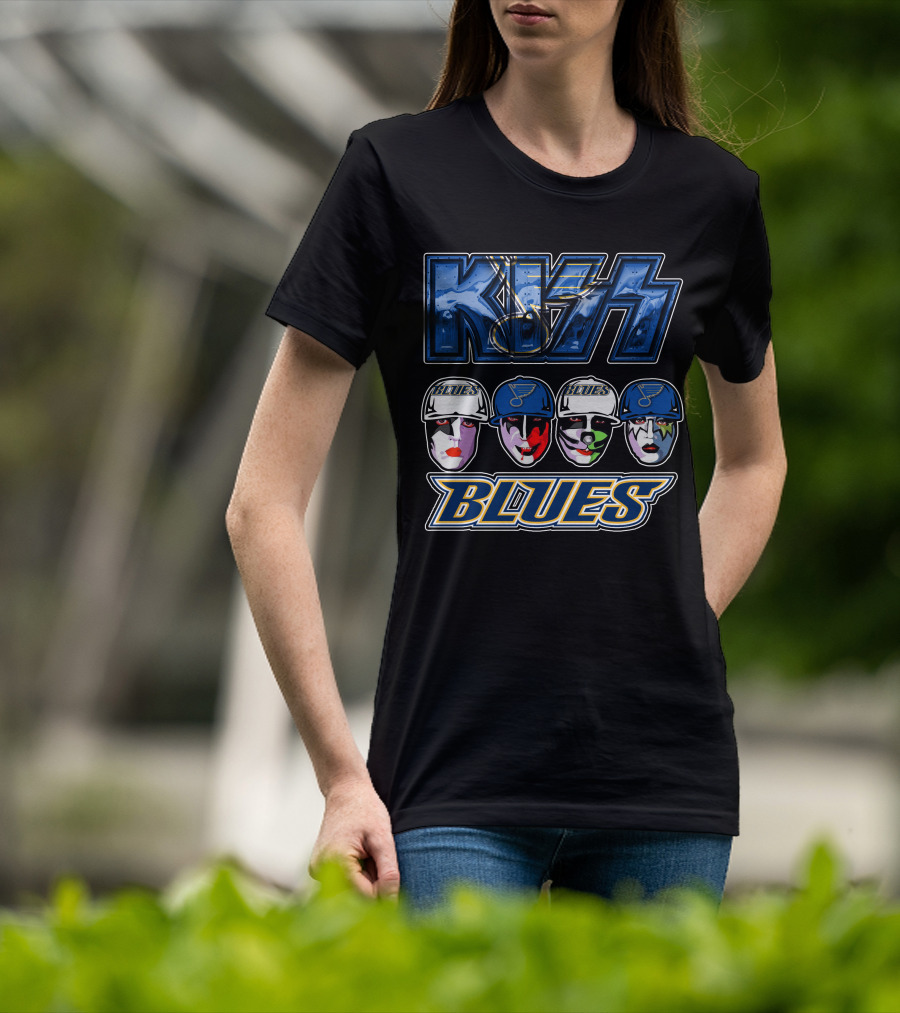 Kiss St. Louis Blues Logo Face Art Collaboration T-Shirt