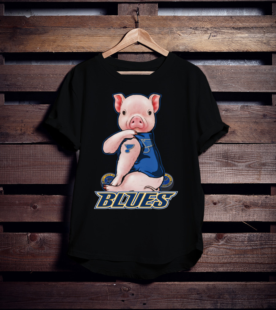 Pig Wearing St. Louis Blues Logo T-Shirt