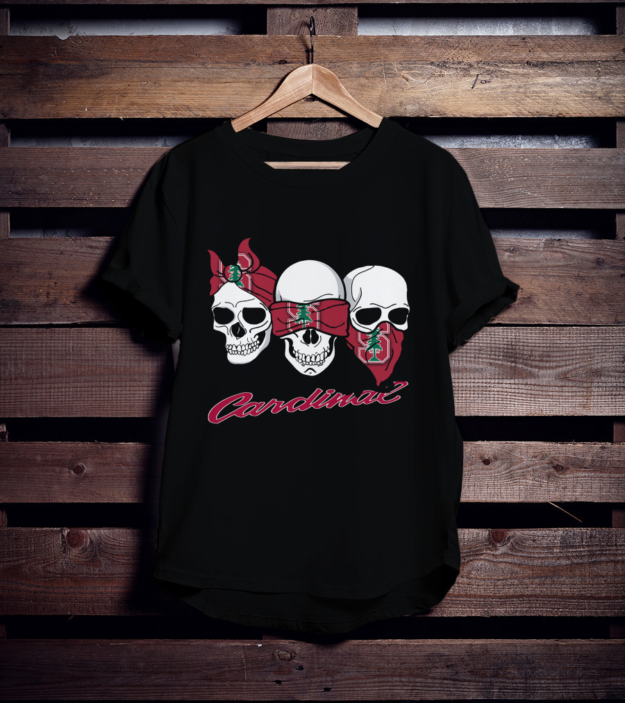 Cardinal Skull Trio With Stanford Tree Bandanas T-Shirt