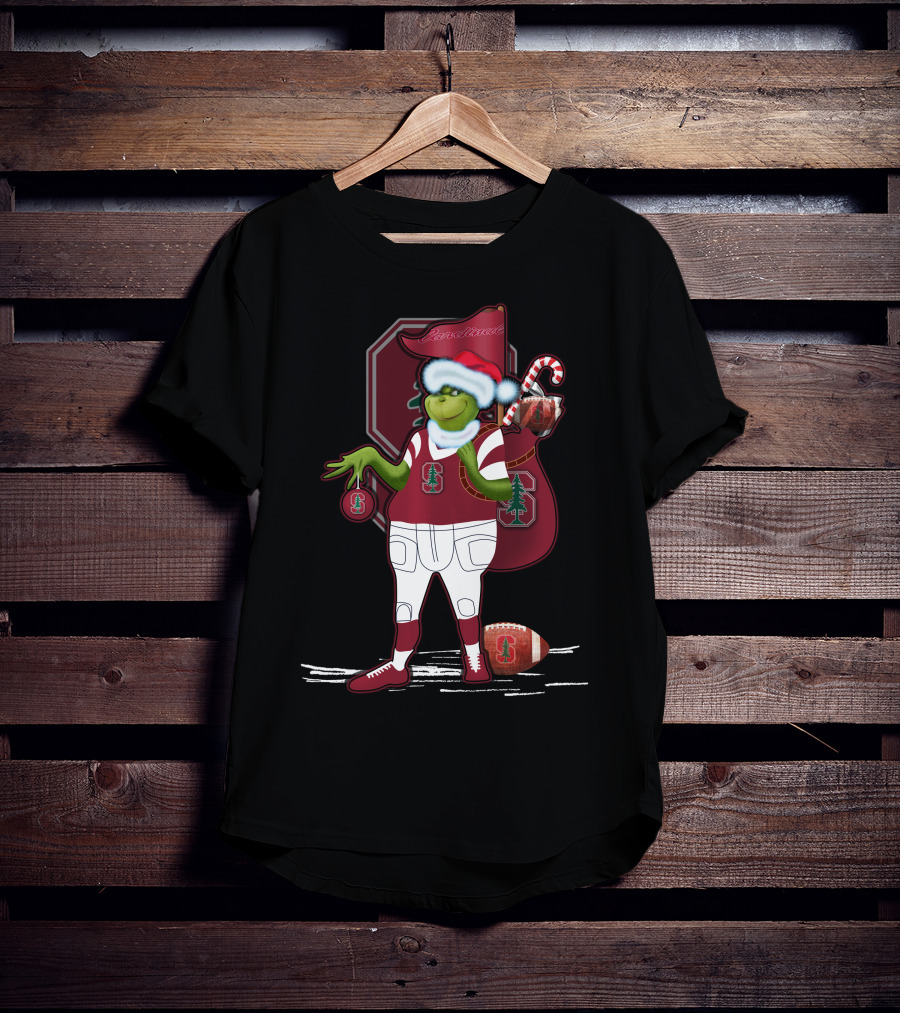 Grinchxmas Stanford Cardinal Christmas Football Santa Grinch T-Shirt