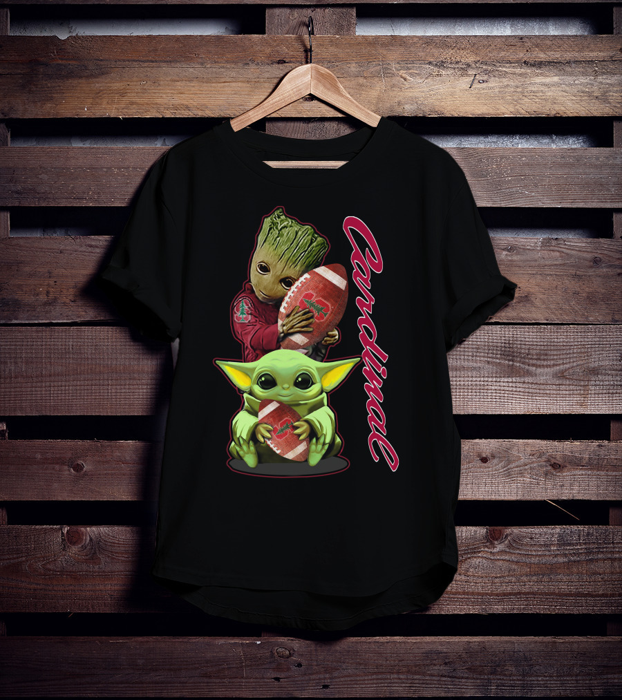 Grzd Stanford Cardinal Groot Baby Yoda Football T-Shirt