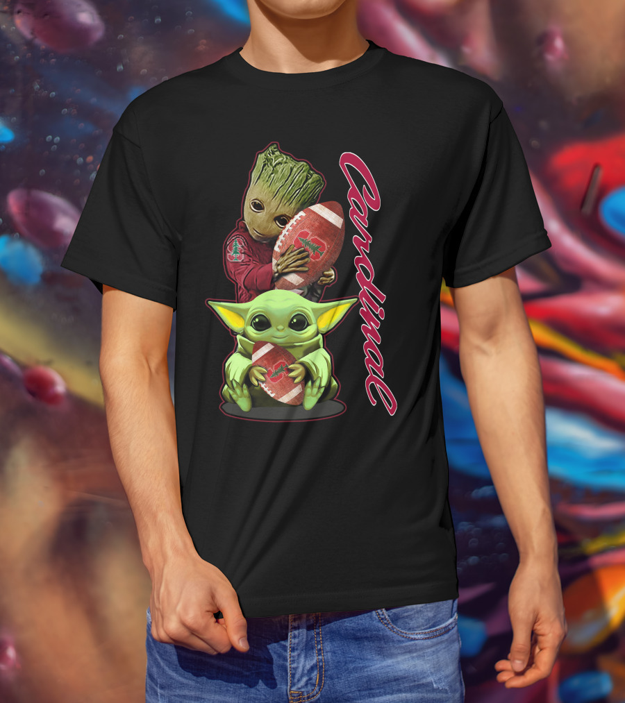 Grzd Stanford Cardinal Groot Baby Yoda Football T-Shirt