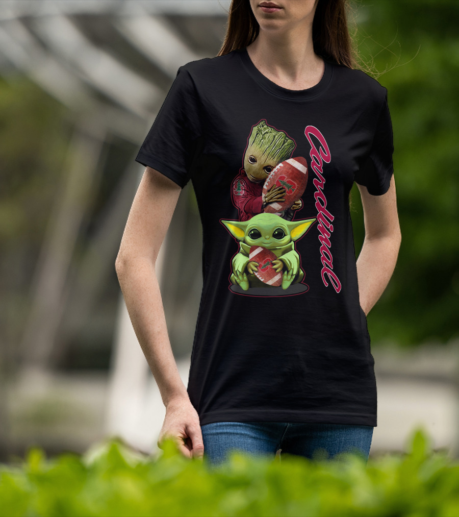 Grzd Stanford Cardinal Groot Baby Yoda Football T-Shirt