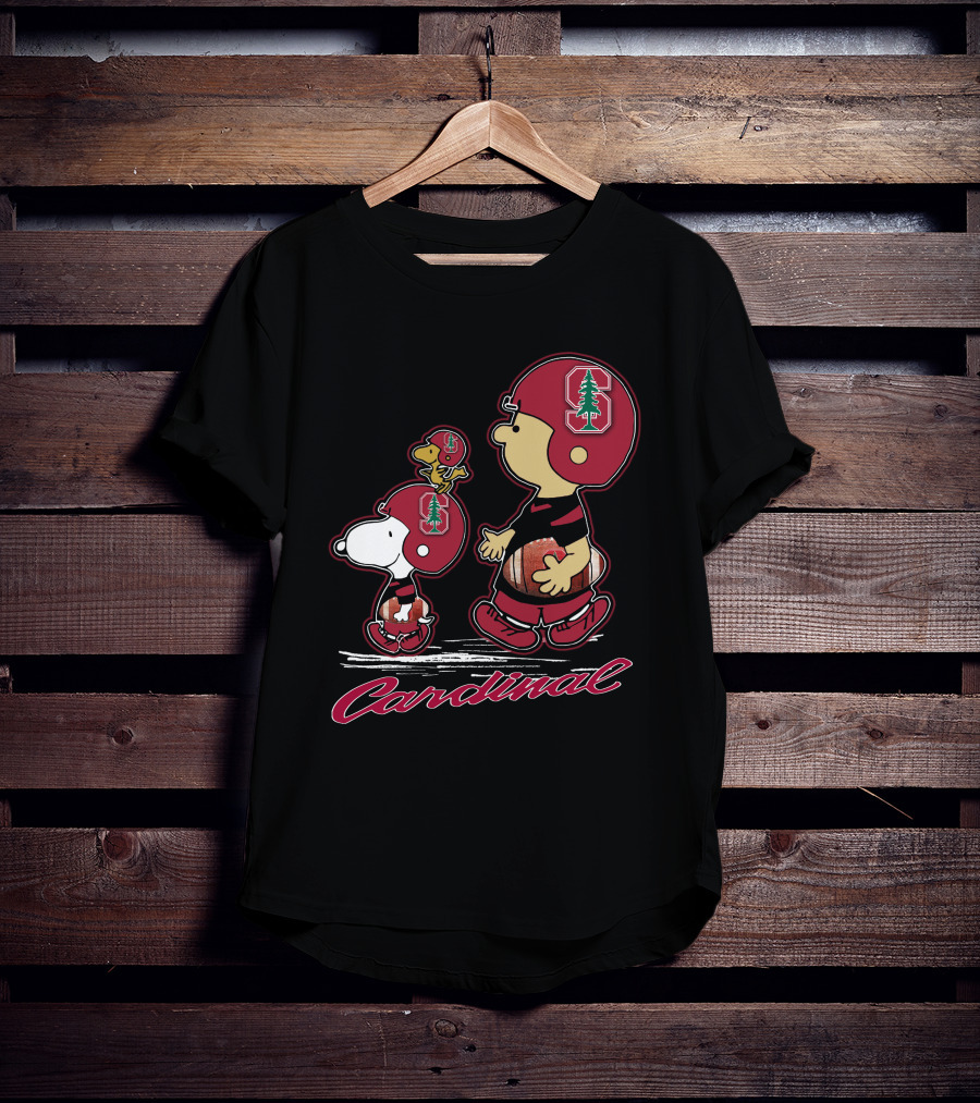Snpfootball Stanford Cardinal Peanuts Characters Football Helmets T-Shirt