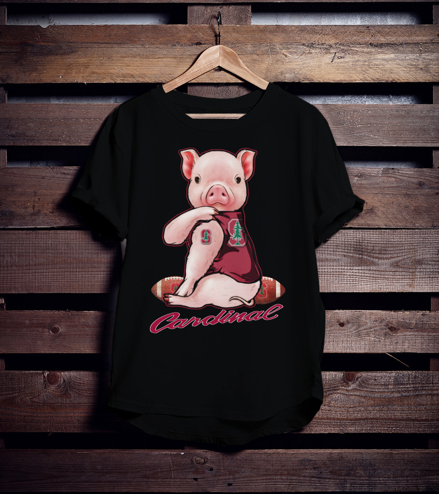Stanford Cardinal Pig With Football And Tree T-Shirt