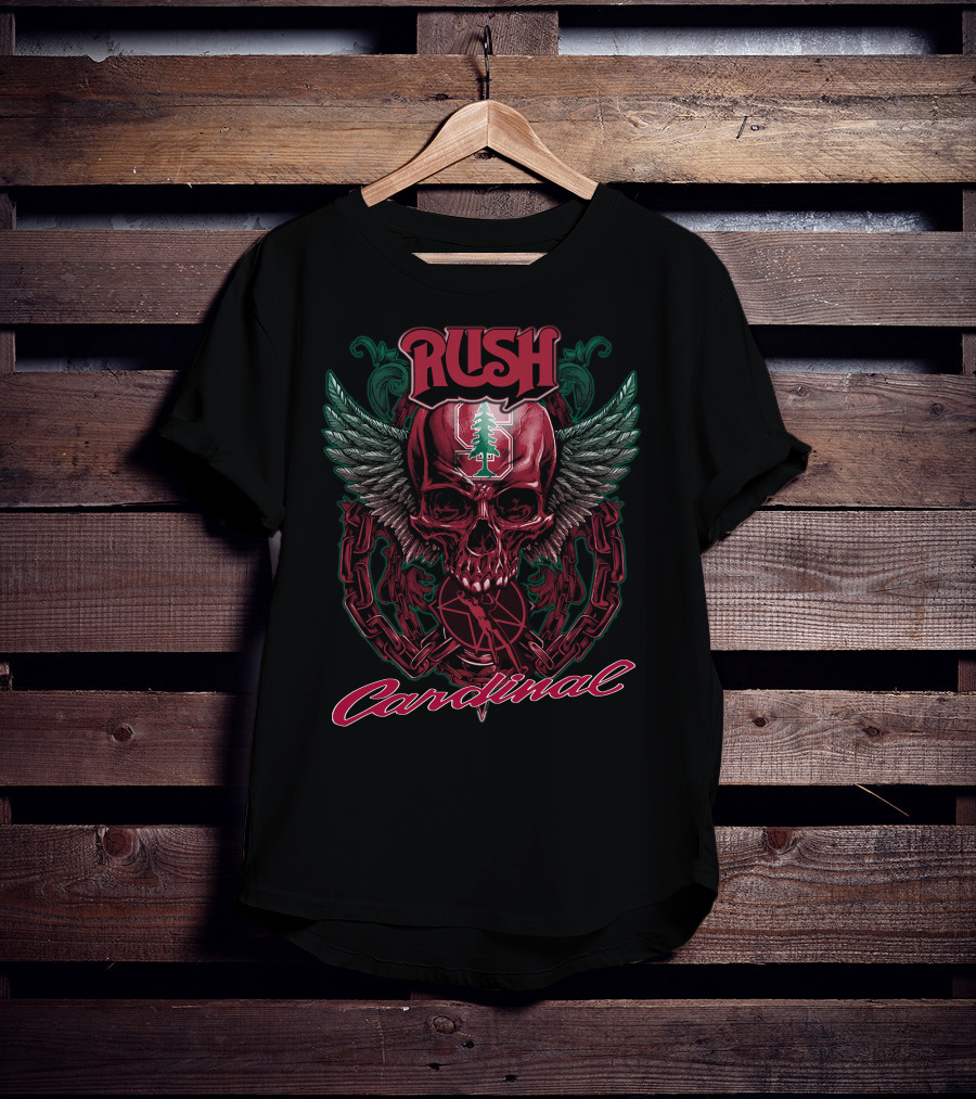 Rush Stanford Cardinal Winged Skull And Chains T-Shirt