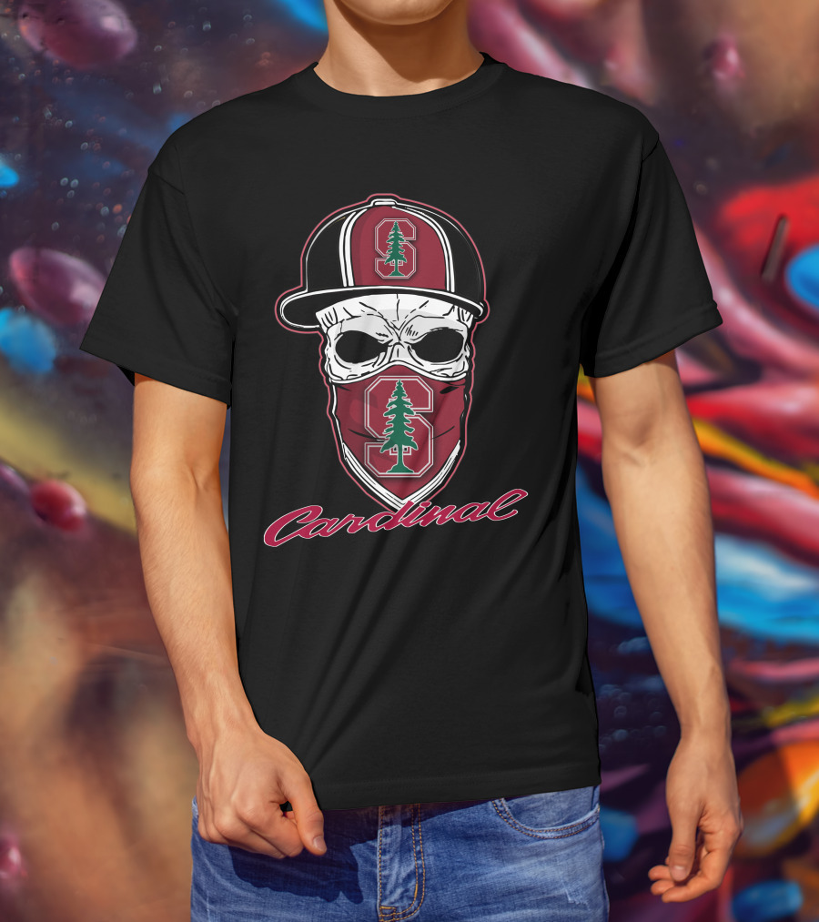 Stanford Cardinal Skull Hat T-Shirt