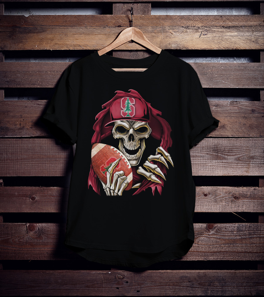 Skullbong Stanford Cardinal Skeleton Football T-Shirt