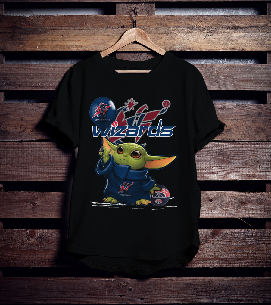 Wizards Yoda Logo Basketball Character With Washington Team Symbols T-Shirt
