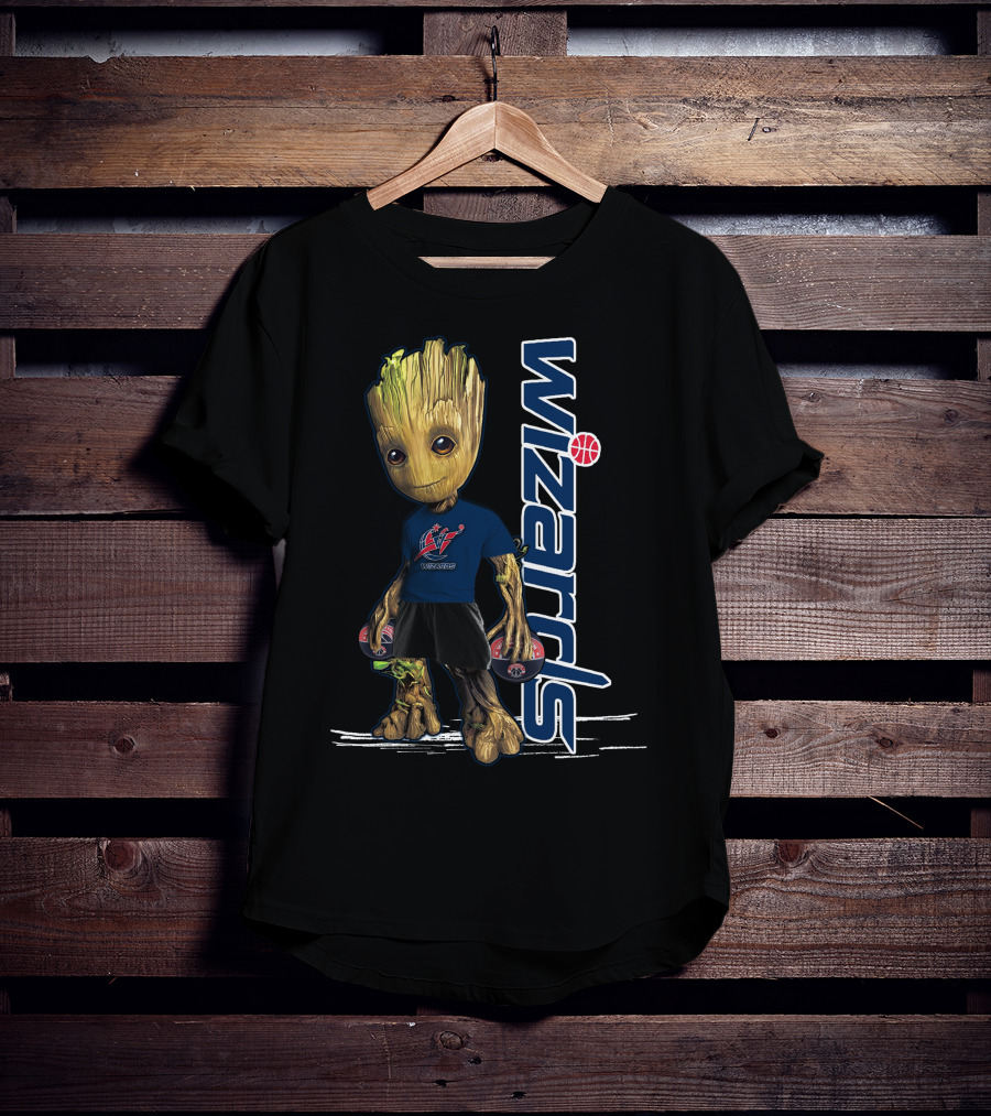 Groot Wearing Washington Wizards Jersey With Basketball Sneakers T-Shirt