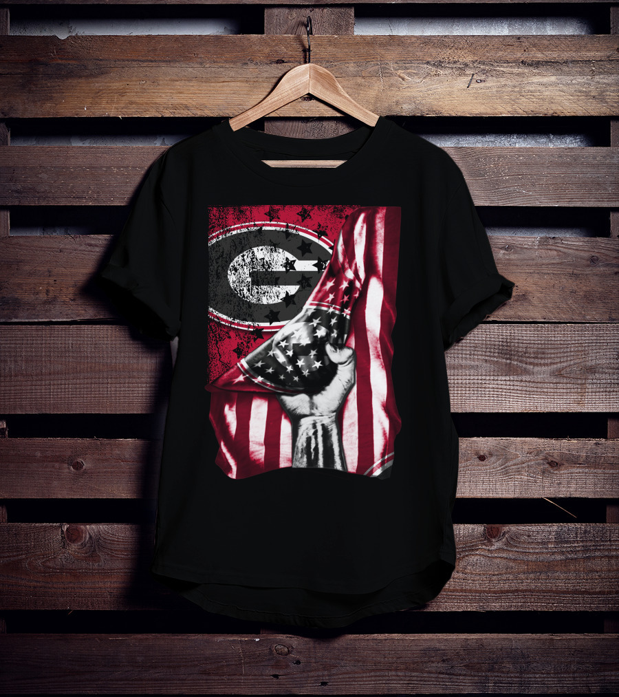 Georgia Bulldogs American Flag Hand T-Shirt