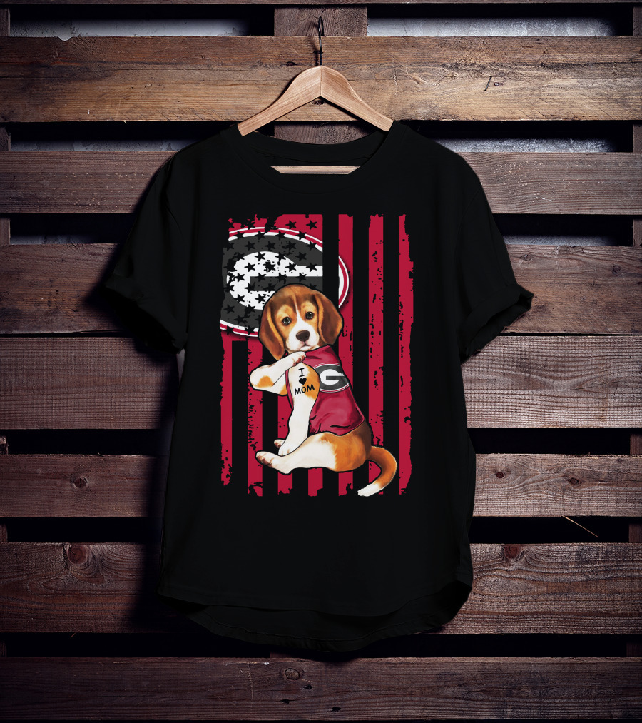 Beagle I Love Mom Georgia Bulldogs T-Shirt