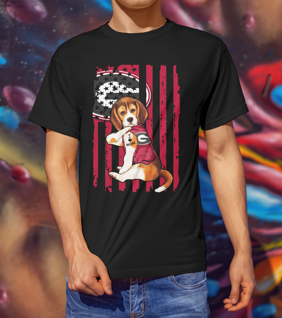 Beagle I Love Mom Georgia Bulldogs T-Shirt