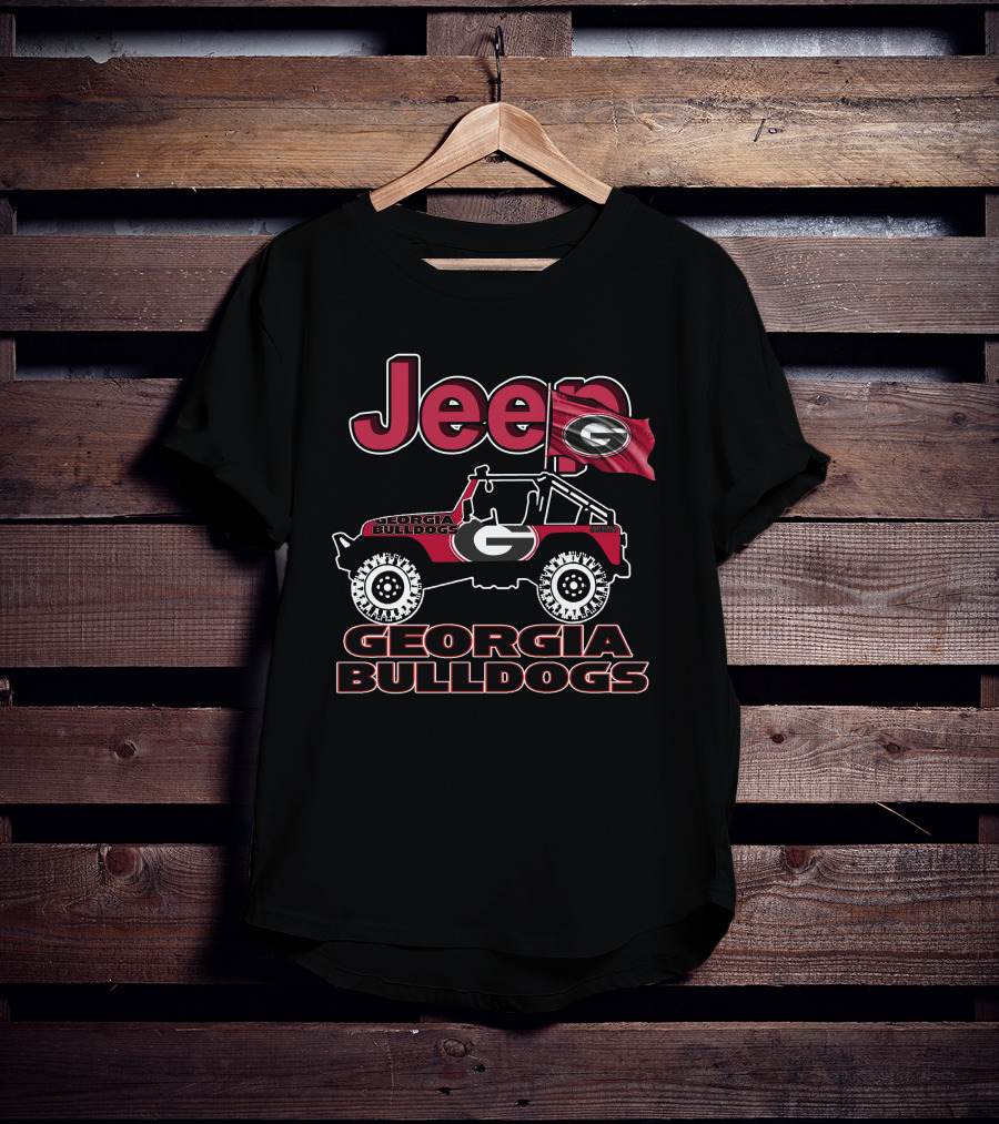 Jeep Georgia Bulldogs Georgia Bulldogs Flag Jeep T-Shirt