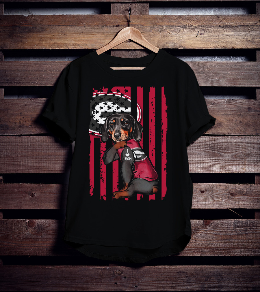 Dachshund Georgia Bulldogs I Love Mom T-Shirt