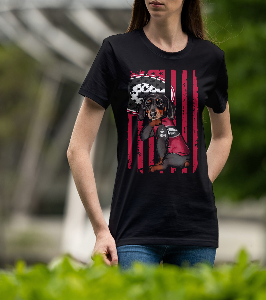 Dachshund Georgia Bulldogs I Love Mom T-Shirt