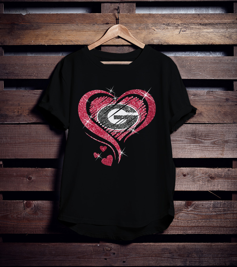Heart Diamond Georgia Bulldogs Glitter T-Shirt