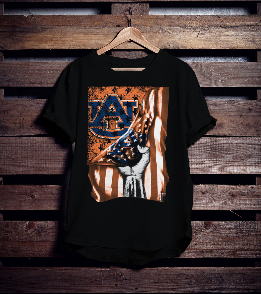 AU Logo Auburn Tigers American Flag T-Shirt