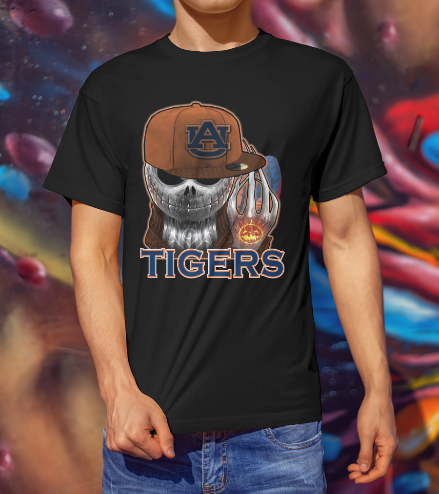 Jackskull Auburn Tigers Halloween Pumpkin T-Shirt