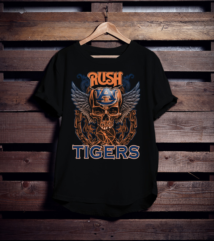 Rush Auburn Tigers Skull Wings T-Shirt
