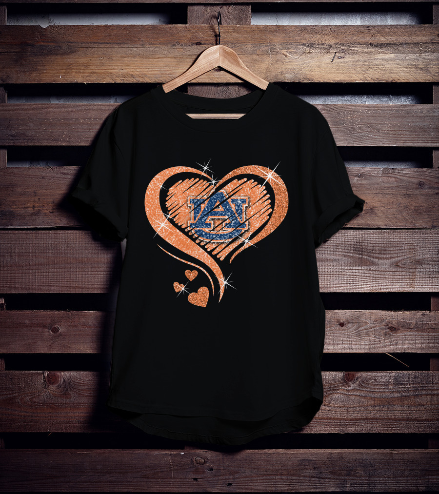 Auburn Tigers Glitter Heart T-Shirt