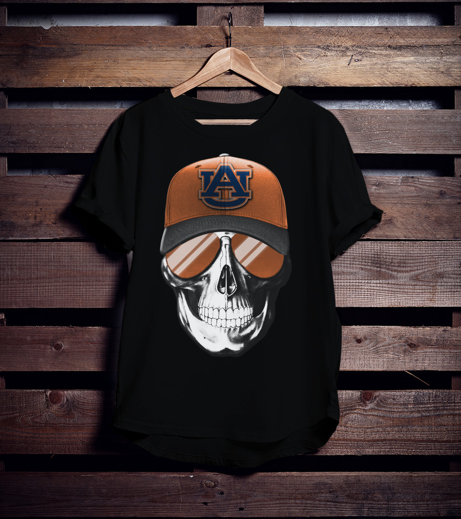 Auburn Tigers Skull With Cap And Sunglasses T-Shirt