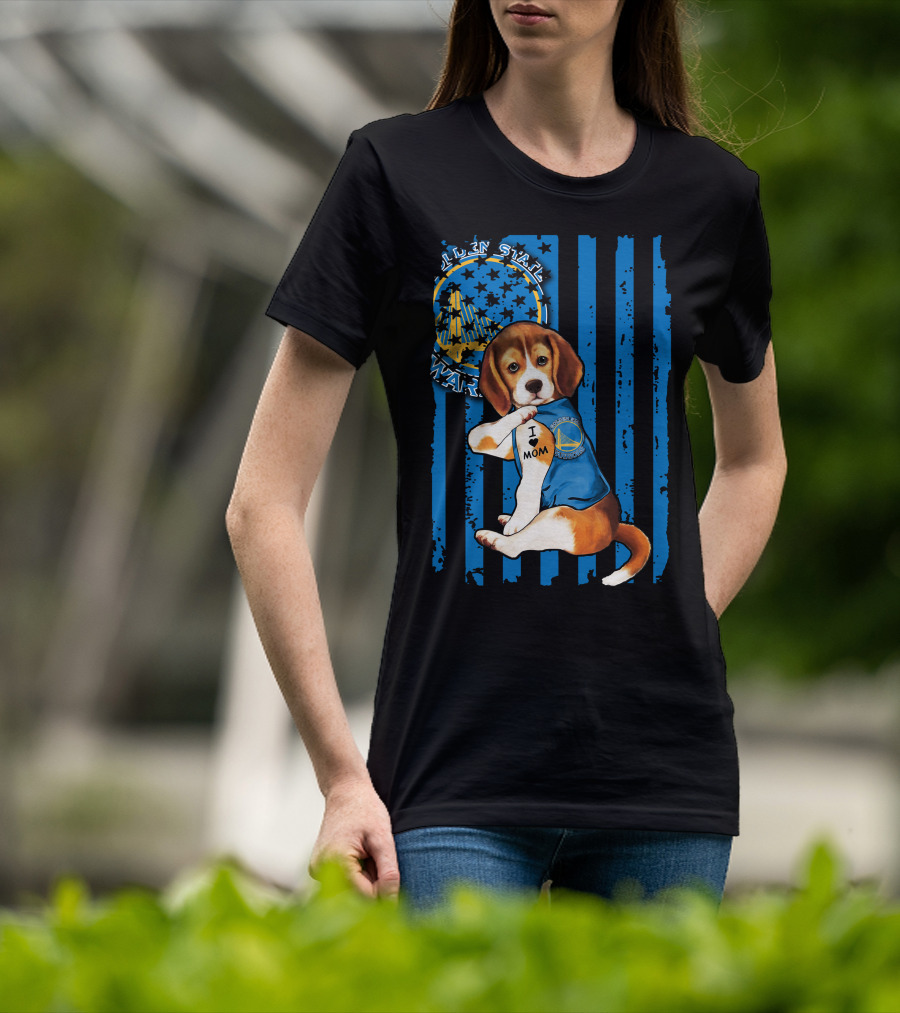 Beagle I Love Mom Golden State Warriors Basketball Puppy T-Shirt