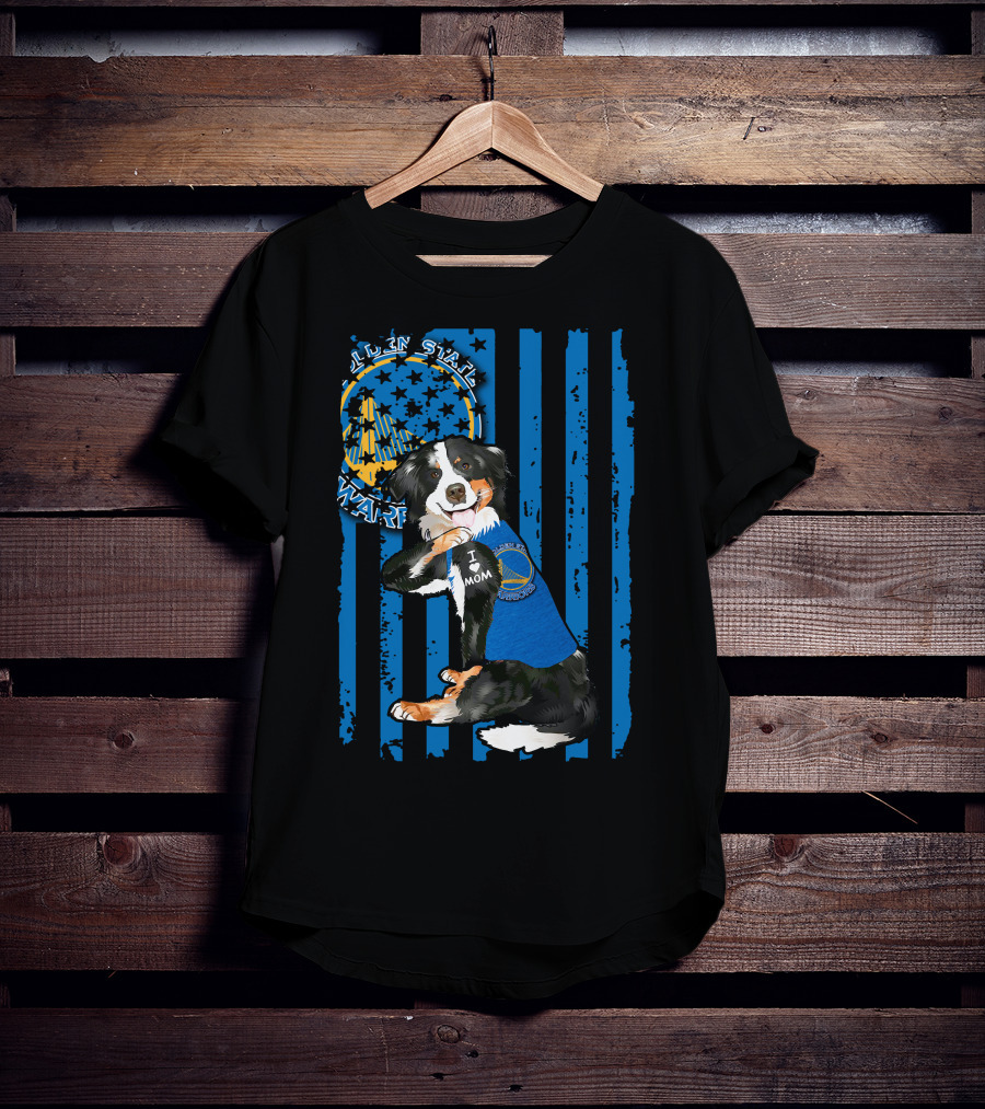 Border Collie I Mom Golden State Warriors T-Shirt
