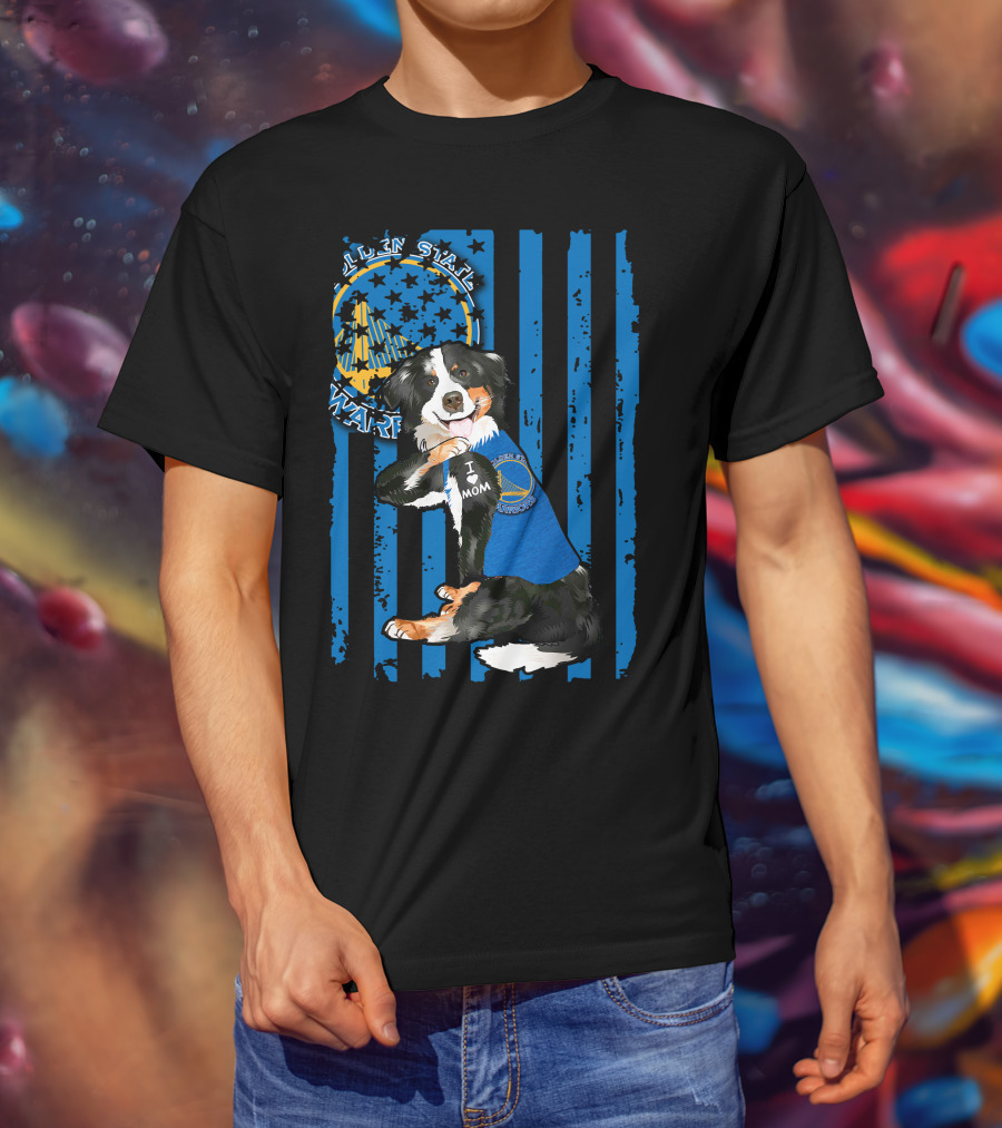 Border Collie I Mom Golden State Warriors T-Shirt