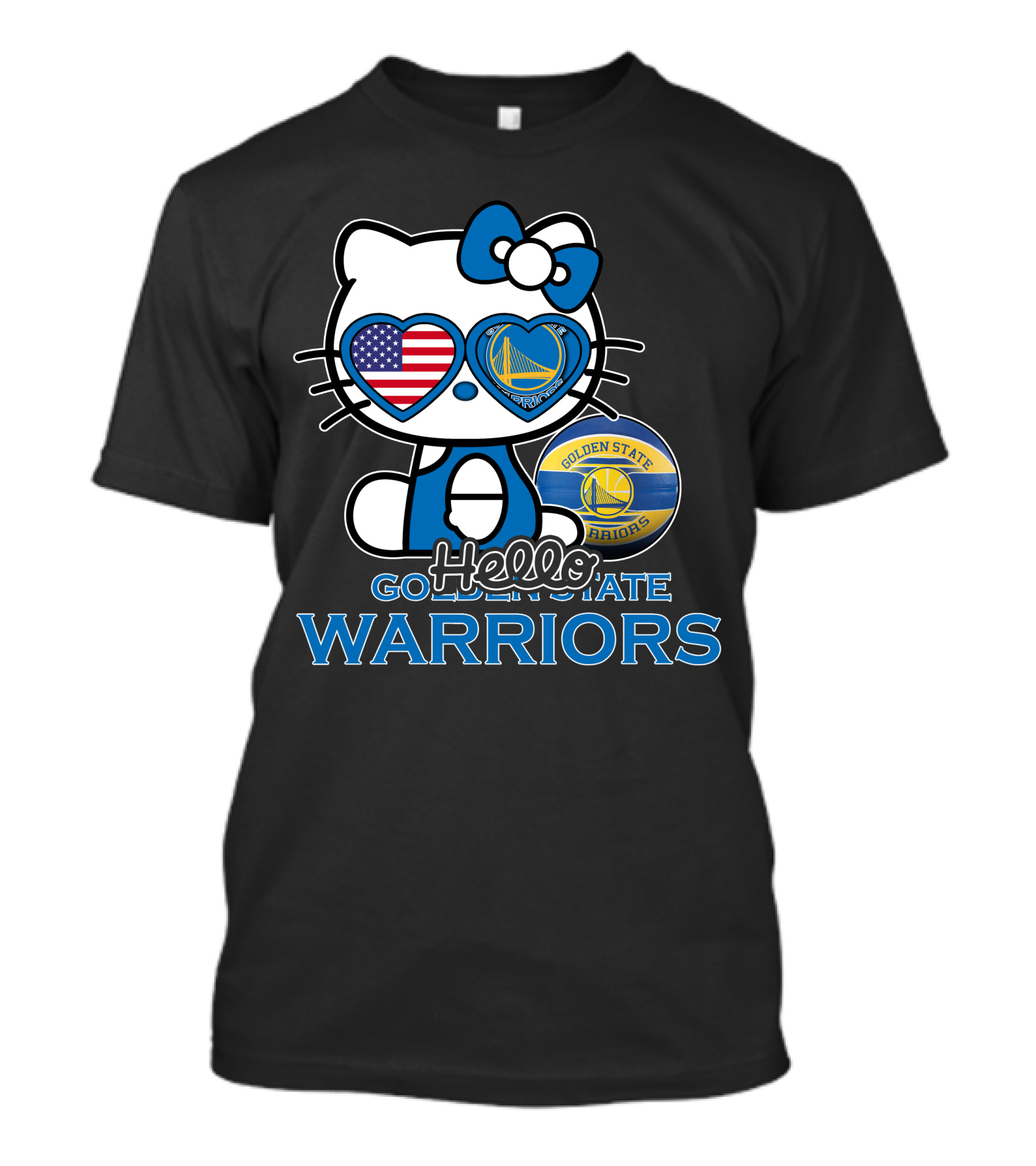 Hello Kitty Golden State Warriors USA Heart Glasses T-Shirt