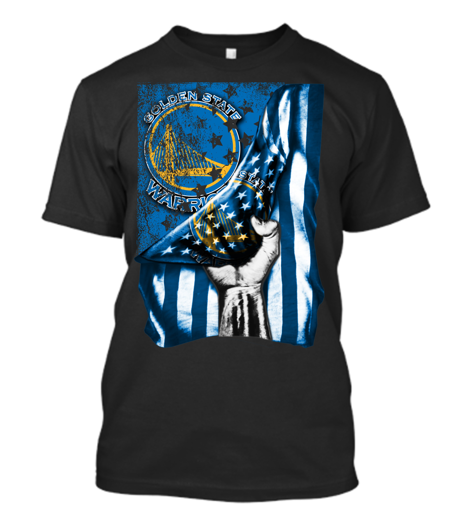 Golden State Warriors Flag Hand Holding Blue And Gold Stars Stripes T-Shirt