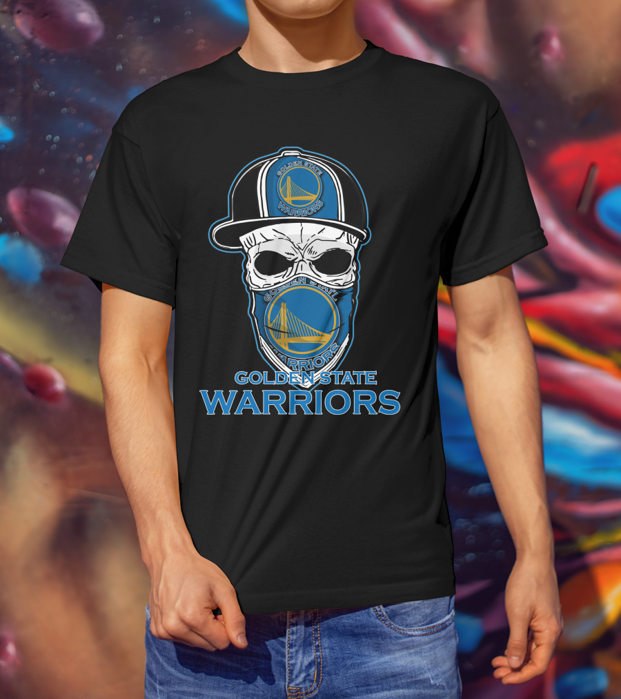 Golden State Warriors Skull Hat T-Shirt