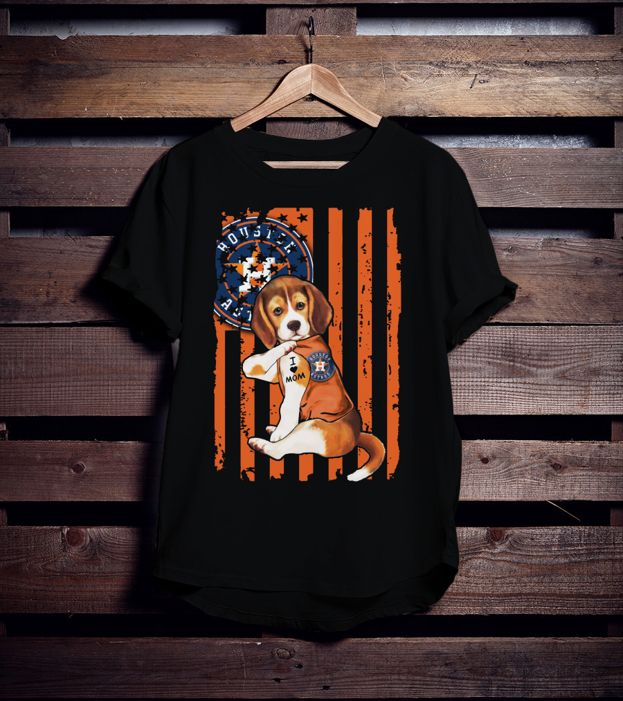 Houston Astros Beagle I Love Mom T-Shirt